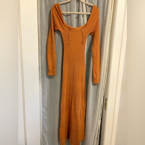 Free People Marnie Vibrant Orange Maxi Ribbed Cutout Dress Size XS - Picture 7 of 10